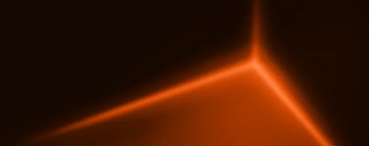 A beam of orange light meeting at a corner.