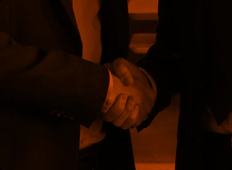 Two people shaking hands.