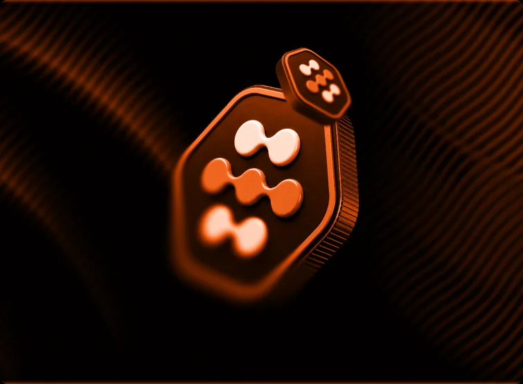 The $NILA token, lit from one side against the dark.
